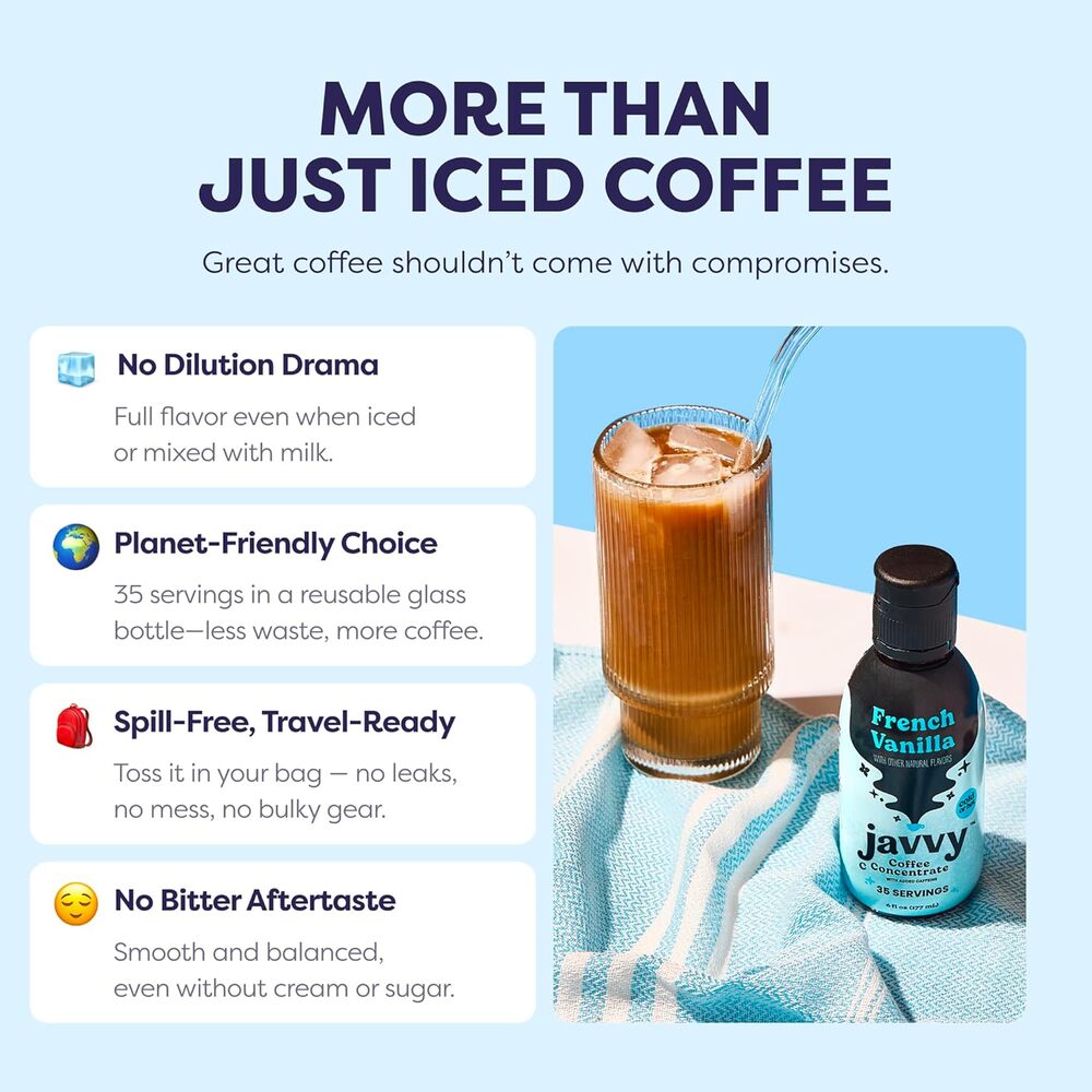 Coffee Concentrate - Cold Brew, Instant Hot Drinks, 35 Servings, French Vanilla - Picture 7 of 9